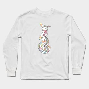 Weird Unicorn Cat busy maintaining the universe Long Sleeve T-Shirt